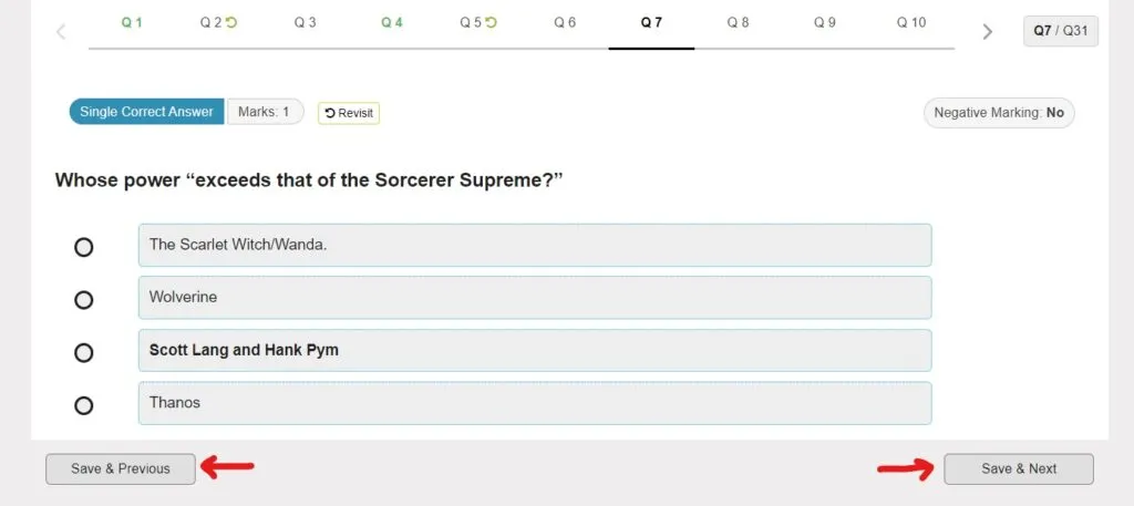 Quiz Options